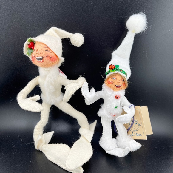 Annalee Elves - Etsy ⭐ Lot of 2 Annalee White Christmas Elves – 1990 & 2010 – Poseable Figurines